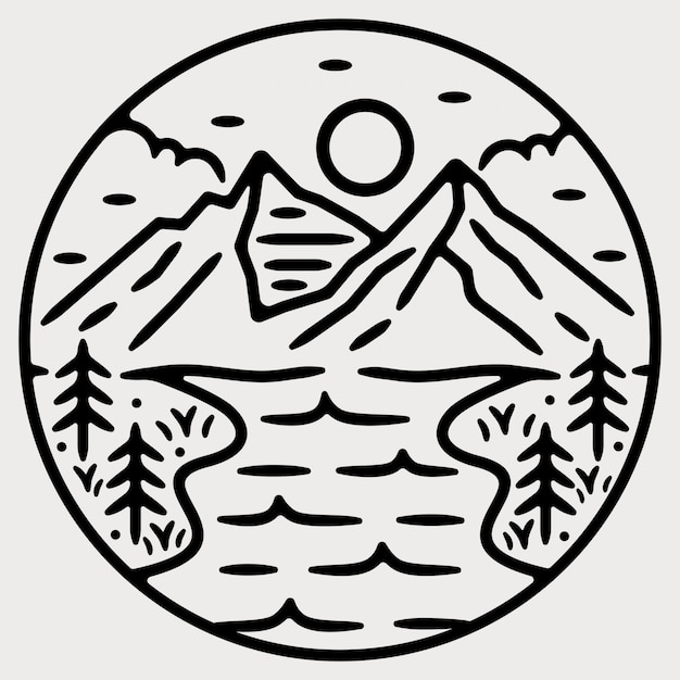 mountain monoline vintage outdoor badge design