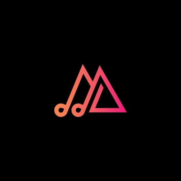 Vector mountain music logo in vector