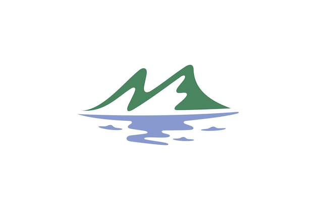 Modello di logo di design semplice paesaggio naturale di montagna