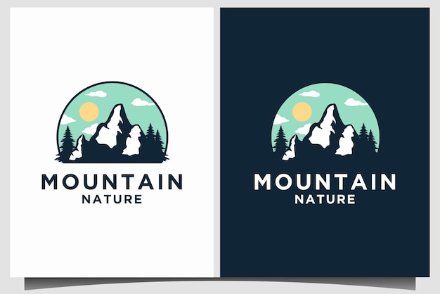 Вектор дизайна логотипа горного природного приключения