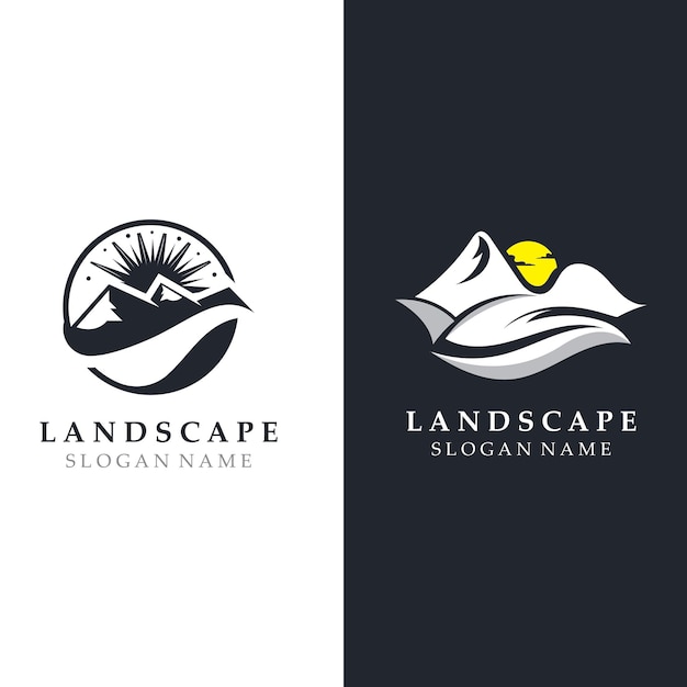 山自然ロゴ コンセプト デザイン テンプレート ベクトル