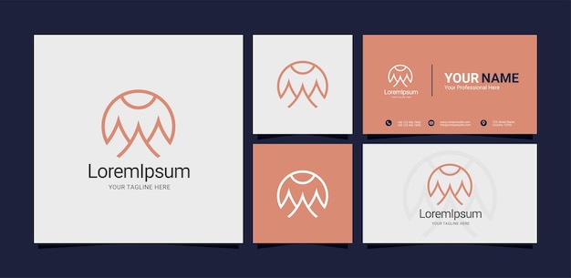 Mountain nature logo with business card template