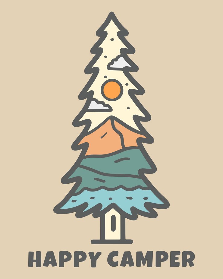 Vector the mountain and nature outdoor in trees shape illustration