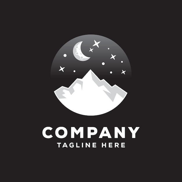 Vector mountain night logo template