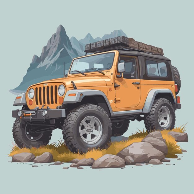 Mountain offroad vehicle cartoon vector