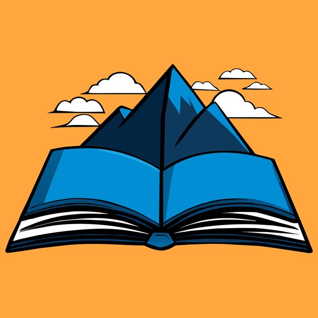 Mountain open book vector illustration