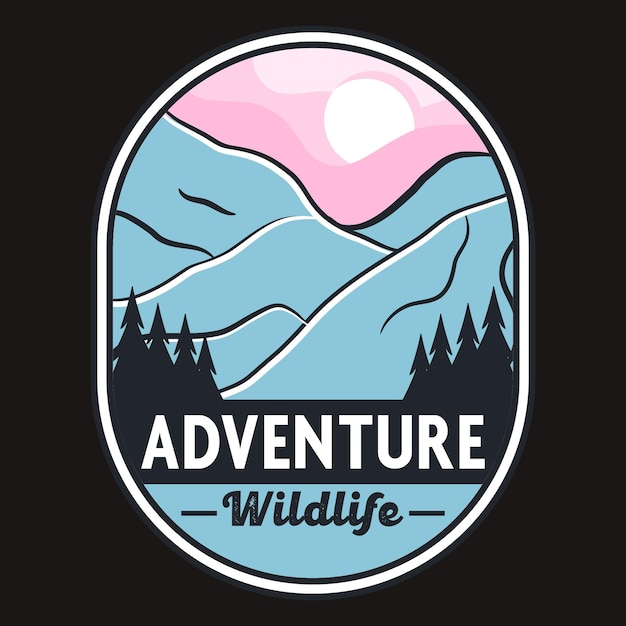 Mountain outdoor adventure label vector illustratie retro vintage badge sticker en t-shirt de