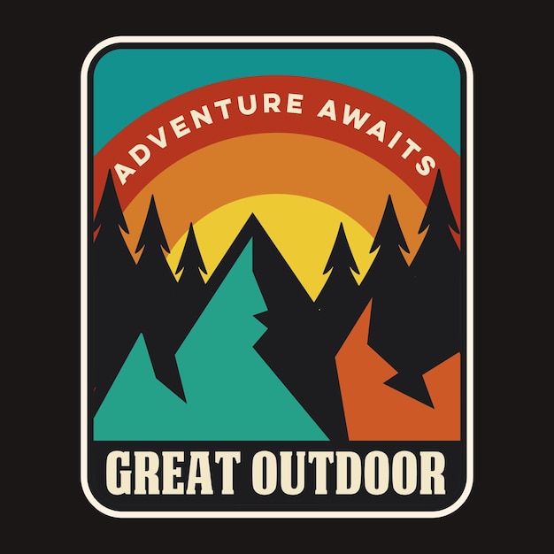 Mountain outdoor adventure label vector illustratie retro vintage badge sticker en t-shirt de