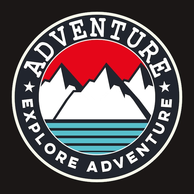 Mountain Outdoor Adventure Label Vector Illustratie Retro Vintage Badge Sticker En T-shirt De