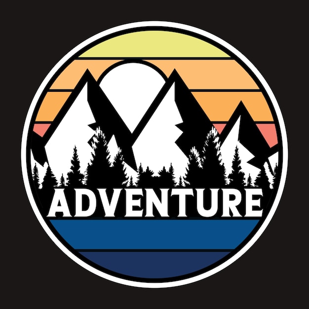 Mountain Outdoor Adventure Label Vector Illustratie Retro Vintage Badge Sticker En T-shirt De