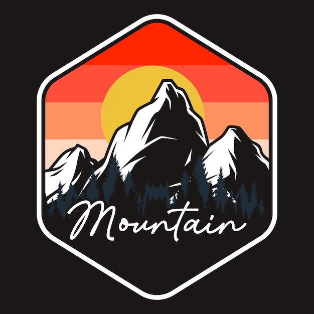 Mountain Outdoor Adventure Label Vector Illustration Retro Vintage Badge Sticker And T-shirt De