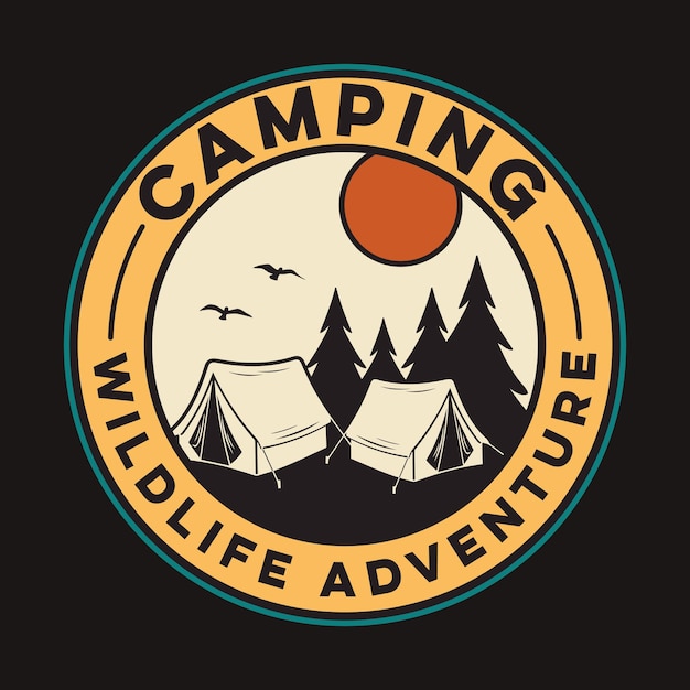 Mountain Outdoor Adventure Label Vector Illustration Retro Vintage Badge Sticker And T-shirt De