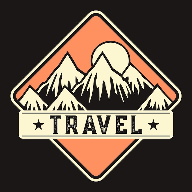 Mountain Outdoor Adventure Label Vector Illustration Retro Vintage Badge Sticker And T-shirt De