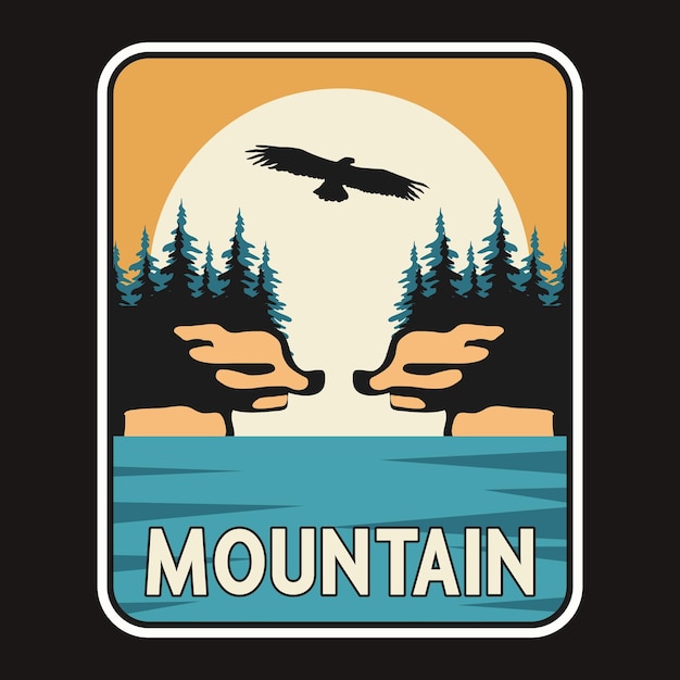 Mountain Outdoor Adventure Label Vector Illustration Retro Vintage Badge Sticker And T-shirt De