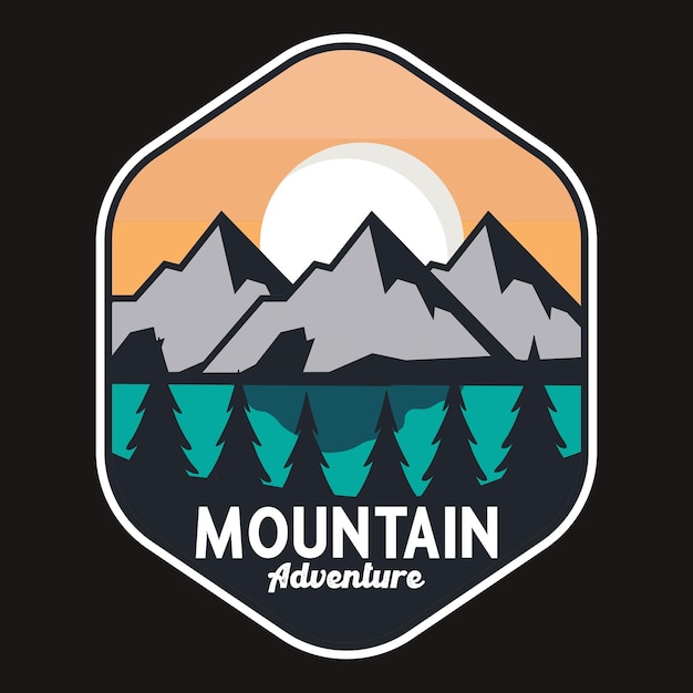 Mountain Outdoor Adventure Label Vector Illustration Retro Vintage Badge Sticker And T-shirt De