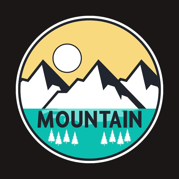 Mountain Outdoor Adventure Label Vector Illustration Retro Vintage Badge Sticker And T-shirt De