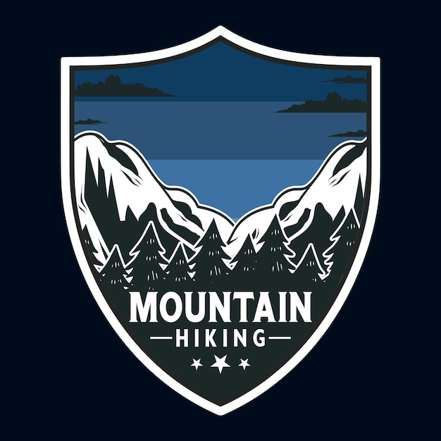 Mountain outdoor adventure label vector illustration retro vintage badge sticker and t-shirt design