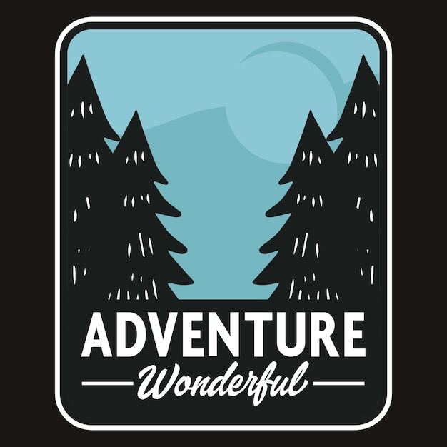 Mountain Outdoor Adventure Label Vector Illustration Retro Vintage Badge Sticker And T-shirt Design