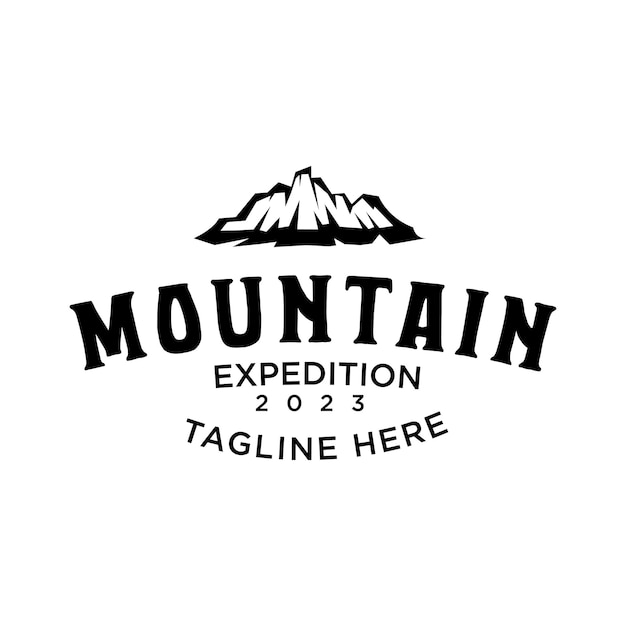 mountain and outdoor adventure logo with silhouette shape