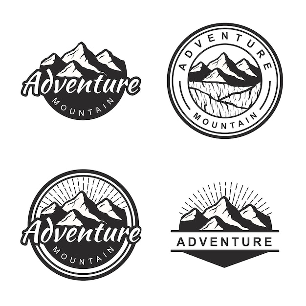 Коллекция горных логотипов на открытом воздухе для скалолазания, походов и путешествий