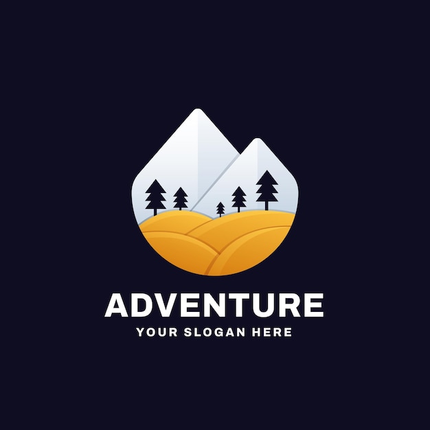 Иллюстрация векторной иконы с градиентом логотипа Mountain Outdoor