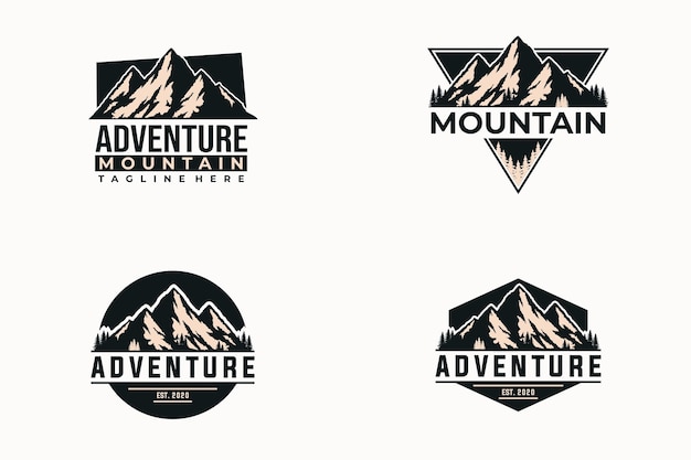 mountain outdoors adventure set collection vector graphic in vintage style