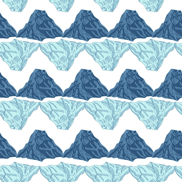 mountain peak engraved seamless pattern vintage background rock landscape in hand drawn style