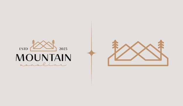 Вектор Модель логотипа mountain peak sunburst универсальный креативный премиум-символ векторная иллюстрация креативный минимальный дизайн шаблон символ корпоративной бизнес-идентичности