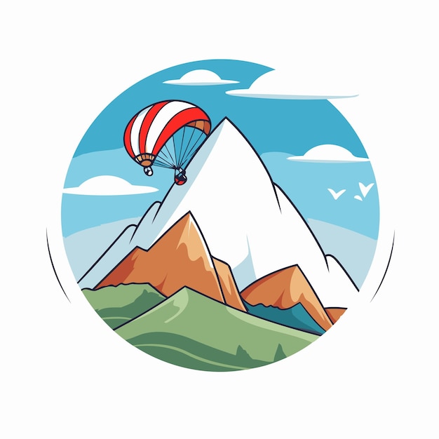 Mountain peak with paraglider icon vector illustration graphic design