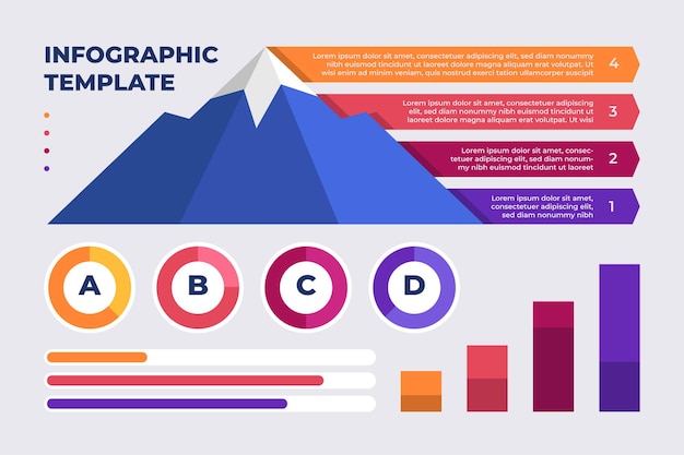 Vector mountain pyramid diagram infographic template