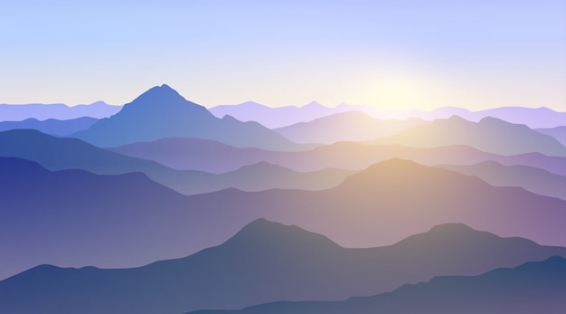 Mountain range landscape in the morning