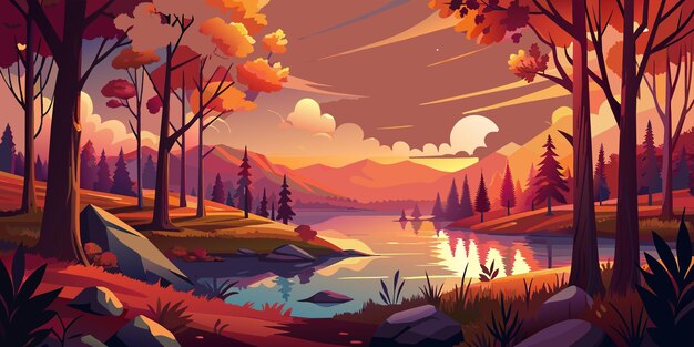 Vector mountain range reflects and tranquil sunset paints nature beauty on mountainous wilderness