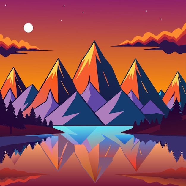 mountain range reflects and tranquil sunset paints nature beauty on mountainous wilderness