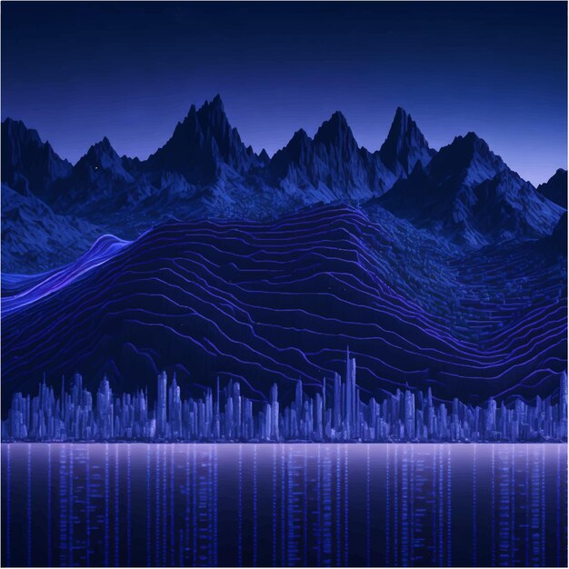 Vector a mountain range with a blue background with a picture of a mountain range.