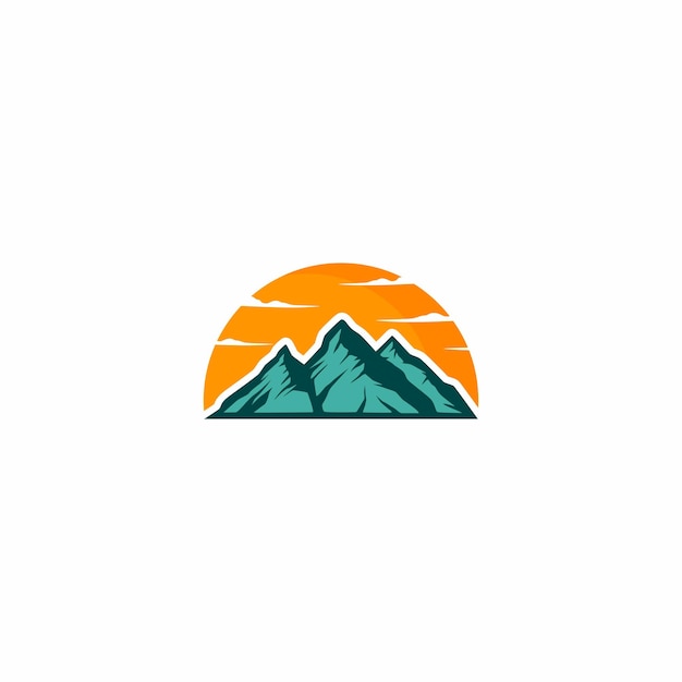 A mountain range with a sunset in the background