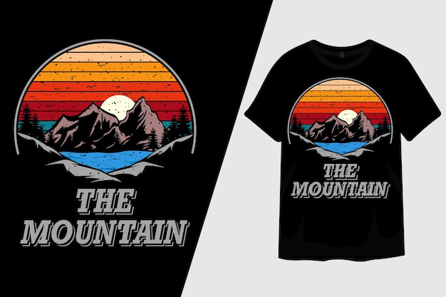 Premium Vector | The mountain retro vintage t shirt design