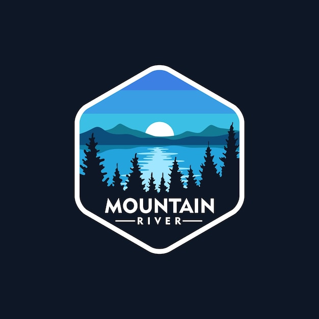 Mountain river badge logo