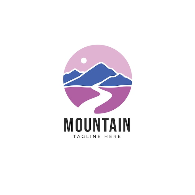 Mountain and river landscape logo natural logo vector template