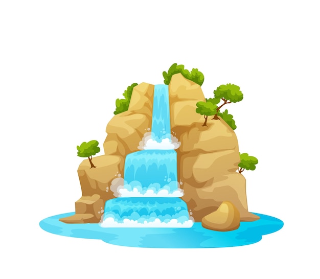 Mountain river waterfall cartoon water cascade