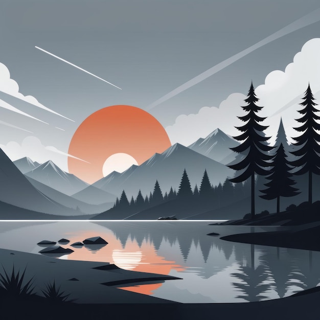 Вектор Гора с деревьями лес и горы на заднем плане векторная иллюстрация горы