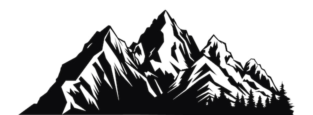 Forma di montagna isolata su sfondo bianco illustrazione vettoriale silhouette grafica vettoriale di colline di montagna