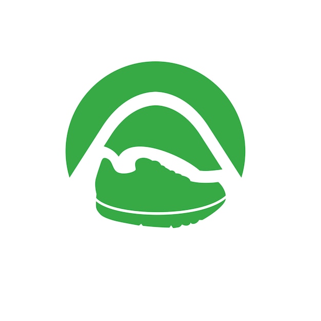 Design del logo di montagna e scarpe