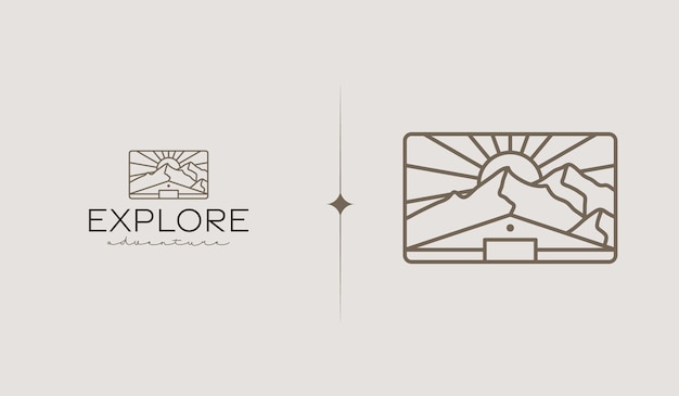 マウンテン サイド ハウス ロゴ テンプレート ユニバーサル クリエイティブ プレミアム シンボル ベクトル図 創造的な最小限のデザイン テンプレート 企業のビジネス アイデンティティのシンボル