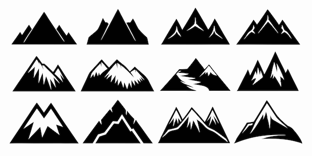 白い背景の山のシルエットコレクション
