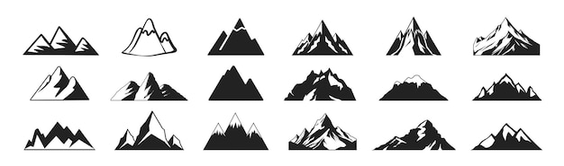 Mountain silhouette icon vector set for logo Hike travel illustration sign collection Camping symbol