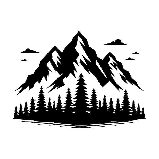 mountain silhouette icons vector illustrations on white background