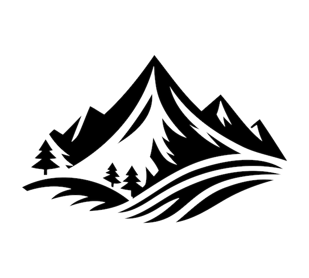 mountain silhouette icons vector illustrations on white background
