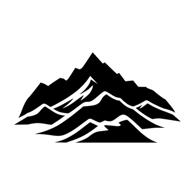 Mountain silhouette Rocky mountains icon travel emblem Camping outdoor adventure emblem