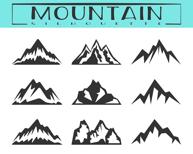 Vector mountain silhouette set