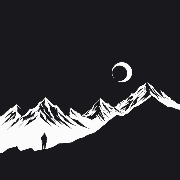 Vector mountain silhouette vector art landscape illustration